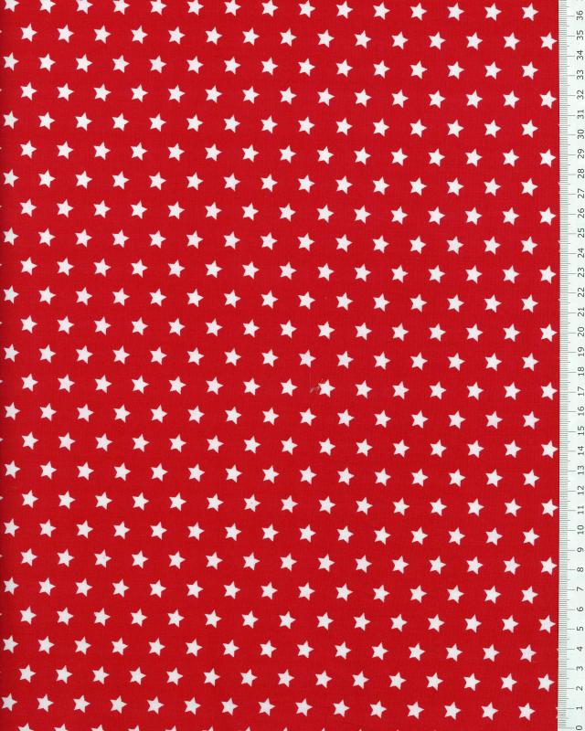 Cotton Popelin White stars on a background Red - Tissushop