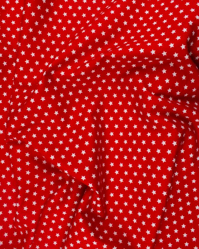 Cotton Popelin White stars on a background Red - Tissushop
