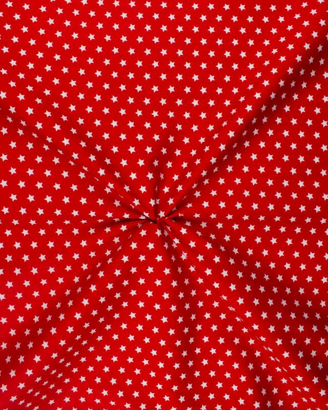 Cotton Popelin White stars on a background Red - Tissushop