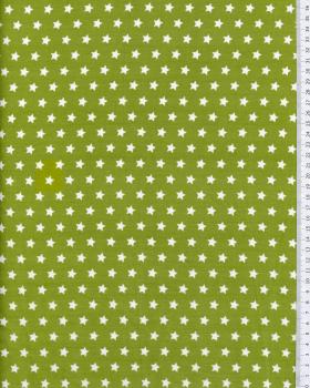 Cotton Popelin White stars on a background Spring Green - Tissushop