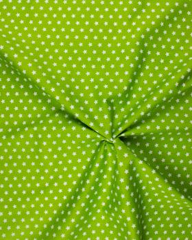 Cotton Popelin White stars on a background Spring Green - Tissushop