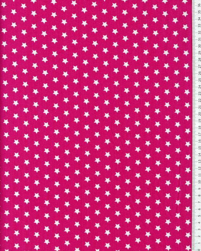 Cotton Popelin White stars on a background Pink - Tissushop