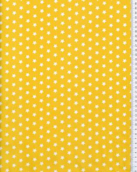 Cotton Popelin White stars on a background Yellow - Tissushop