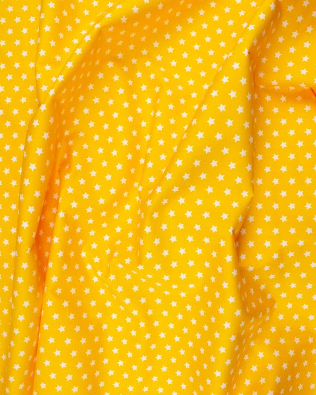 Cotton Popelin White stars on a background Yellow - Tissushop