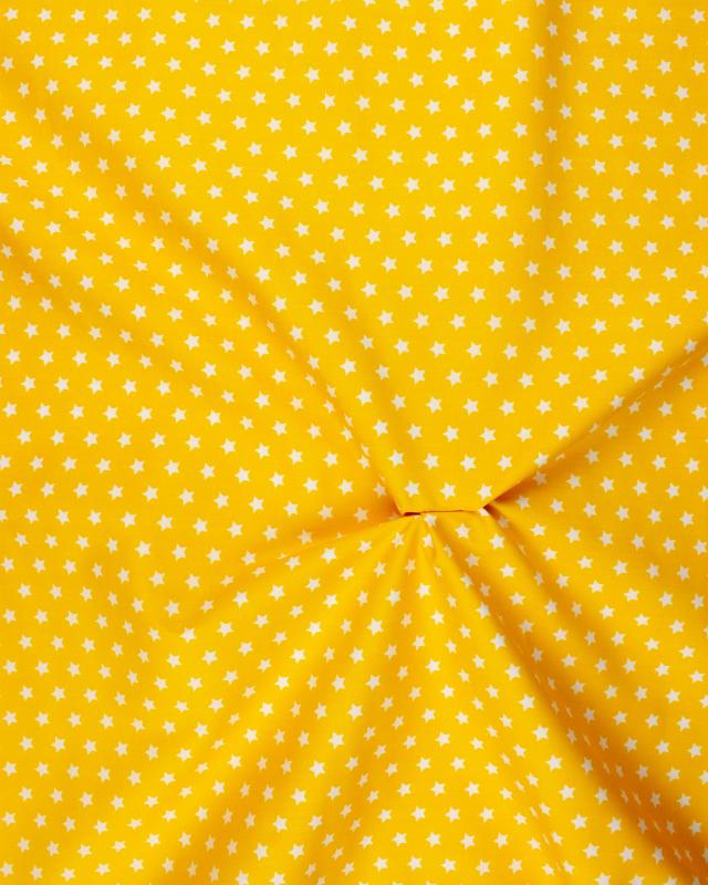 Cotton Popelin White stars on a background Yellow - Tissushop