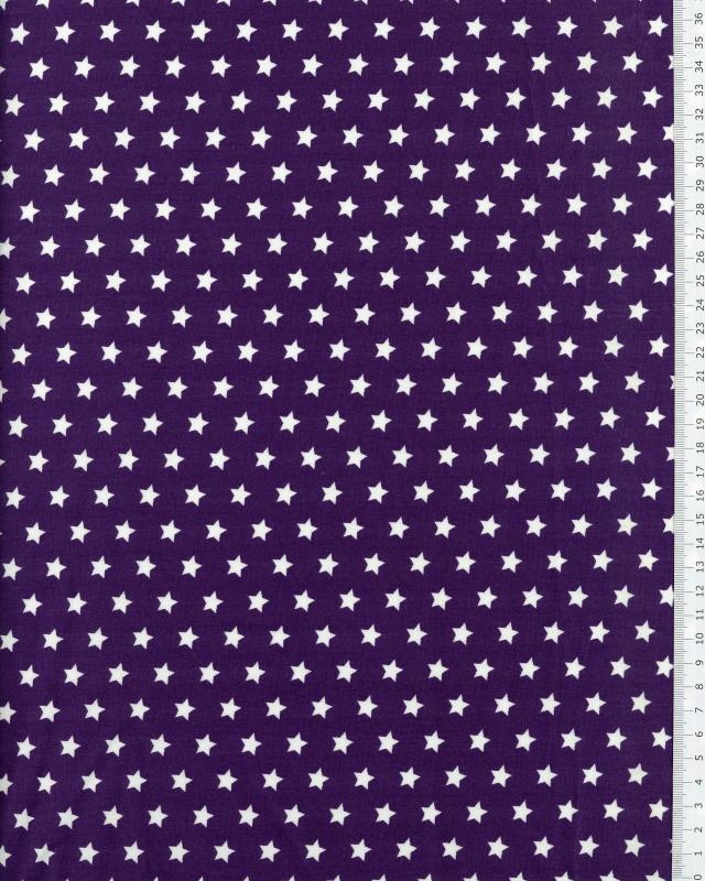 Cotton Popelin White stars on a background Purple - Tissushop