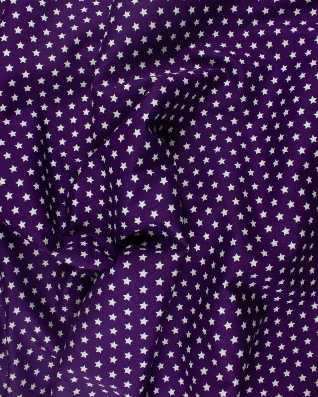 Cotton Popelin White stars on a background Purple - Tissushop