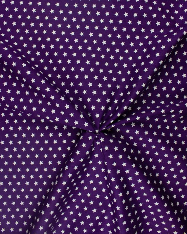 Cotton Popelin White stars on a background Purple - Tissushop