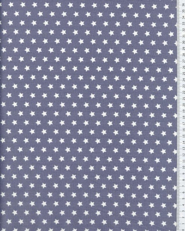 Cotton Popelin White stars on a background Light Grey - Tissushop