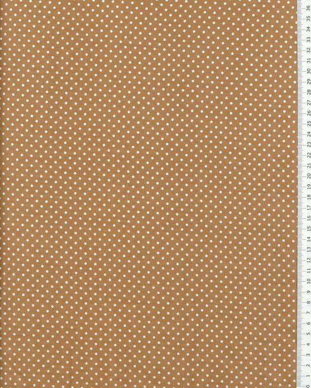 Popeline de Coton Petits Pois Blancs sur fond Beige - Tissushop