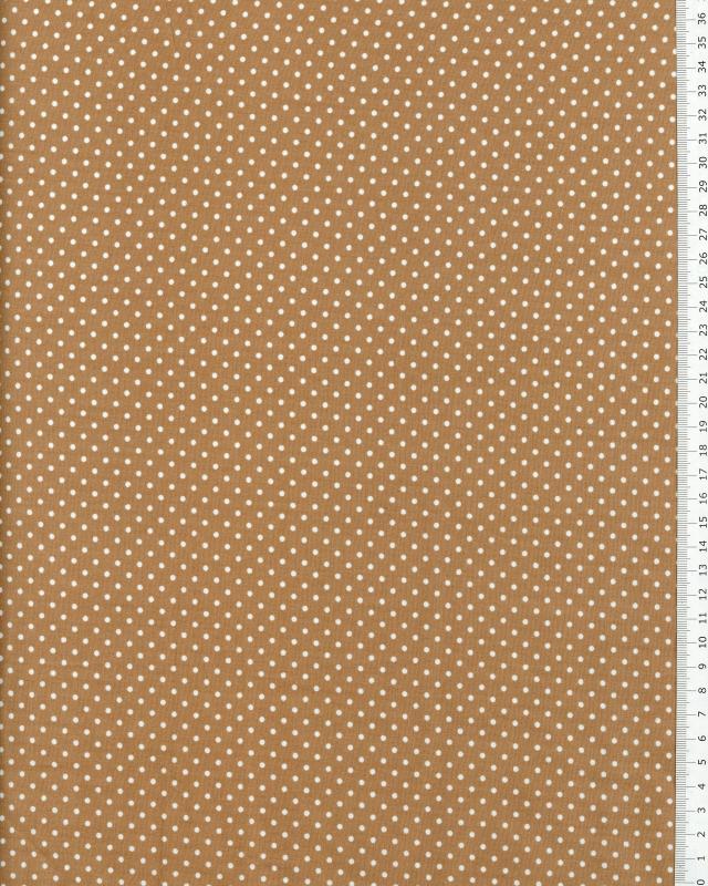 Cotton Popelin White Dot on a background Beige - Tissushop