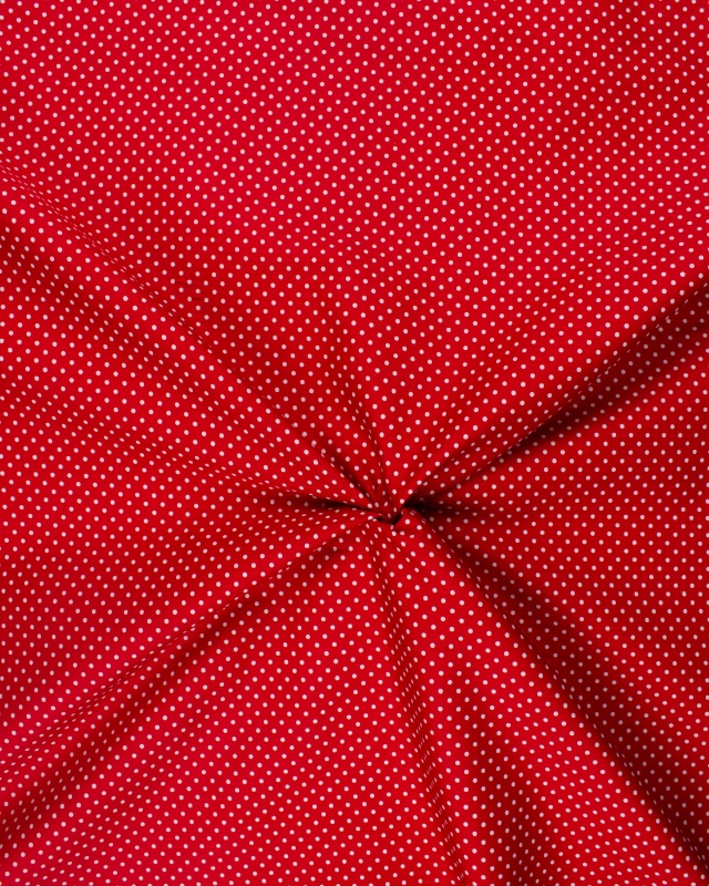 Cotton Popelin White Dot on a background Red - Tissushop