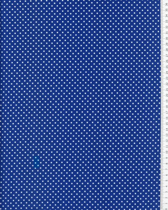 Cotton Popelin White Dot on a background Blue - Tissushop