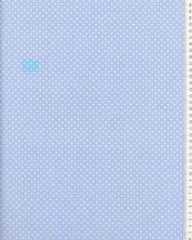 Popeline de Coton Petits Pois Blancs sur fond Bleu Ciel - Tissushop