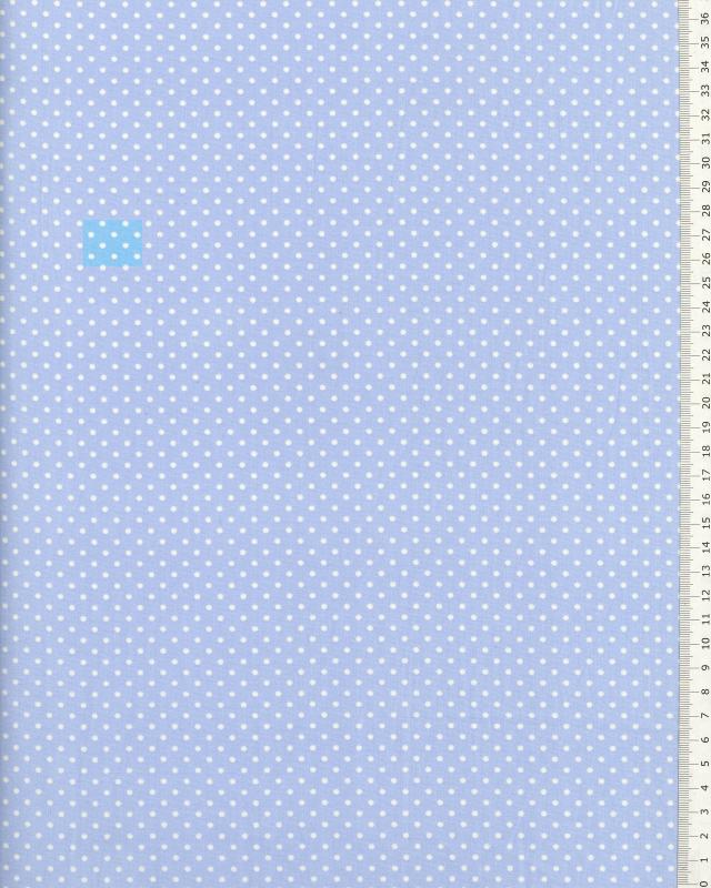 Popeline de Coton Petits Pois Blancs sur fond Bleu Ciel - Tissushop