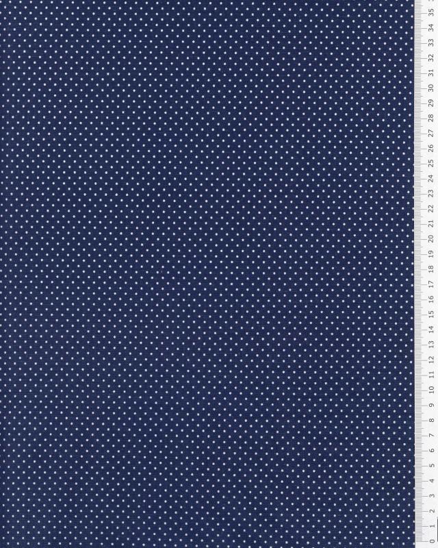 Cotton Popelin White Dot on a background Navy Blue - Tissushop