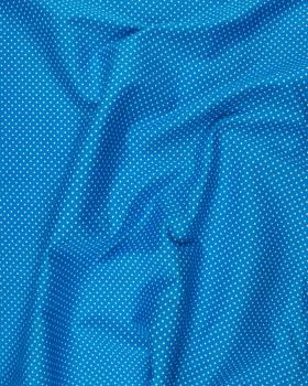 Popeline de Coton Petits Pois Blancs sur fond Bleu Turquoise - Tissushop