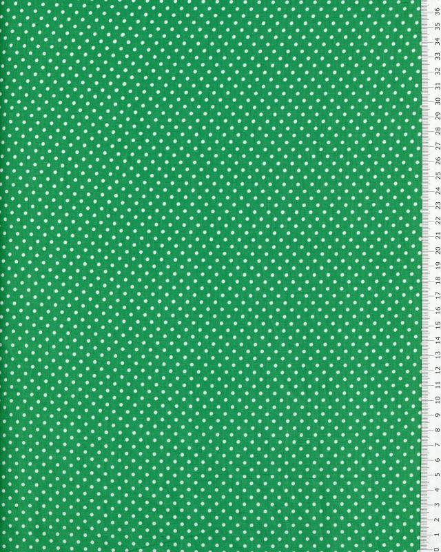 Cotton Popelin White Dot on a background Green - Tissushop