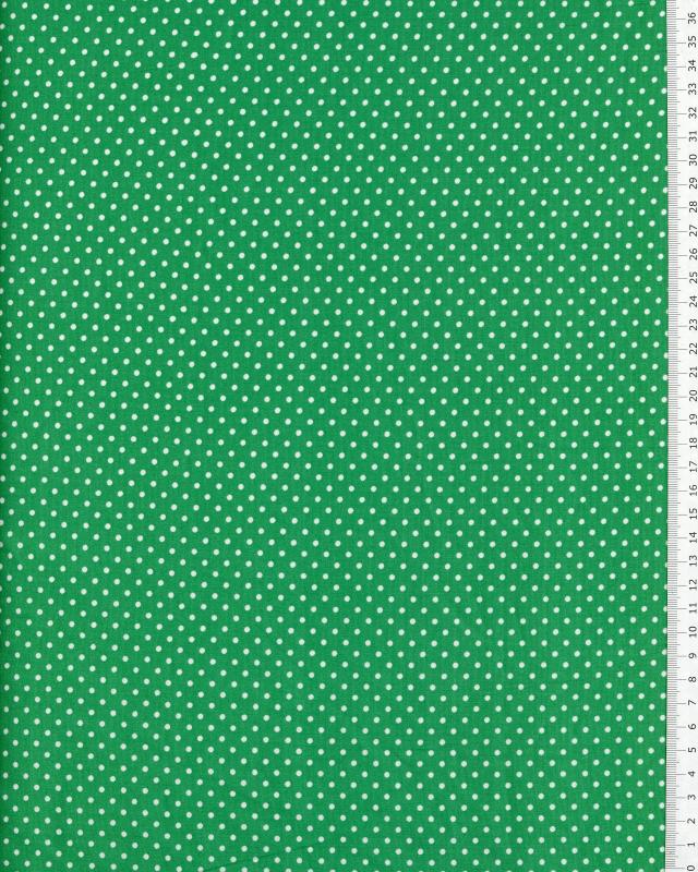Popeline de Coton Petits Pois Blancs sur fond Vert - Tissushop