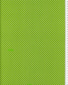 Popeline de Coton Petits Pois Blancs sur fond Vert Spring - Tissushop