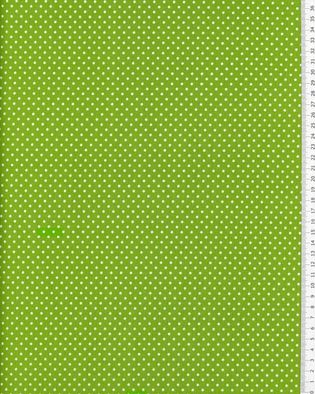 Popeline de Coton Petits Pois Blancs sur fond Vert Spring - Tissushop