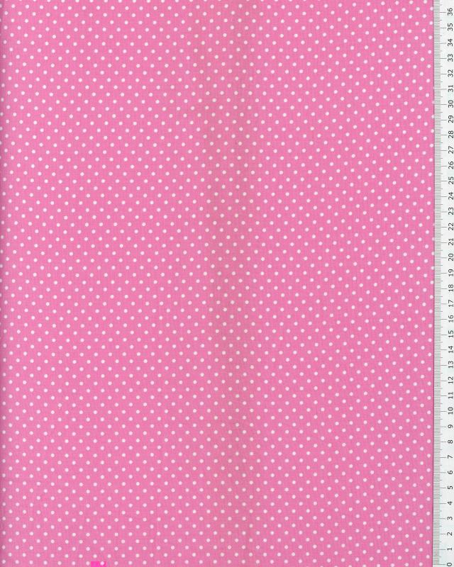 Popeline de Coton Petits Pois Blancs sur fond Rose Bonbon - Tissushop