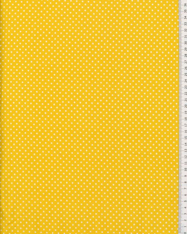 Popeline de Coton Petits Pois Blancs sur fond Jaune - Tissushop