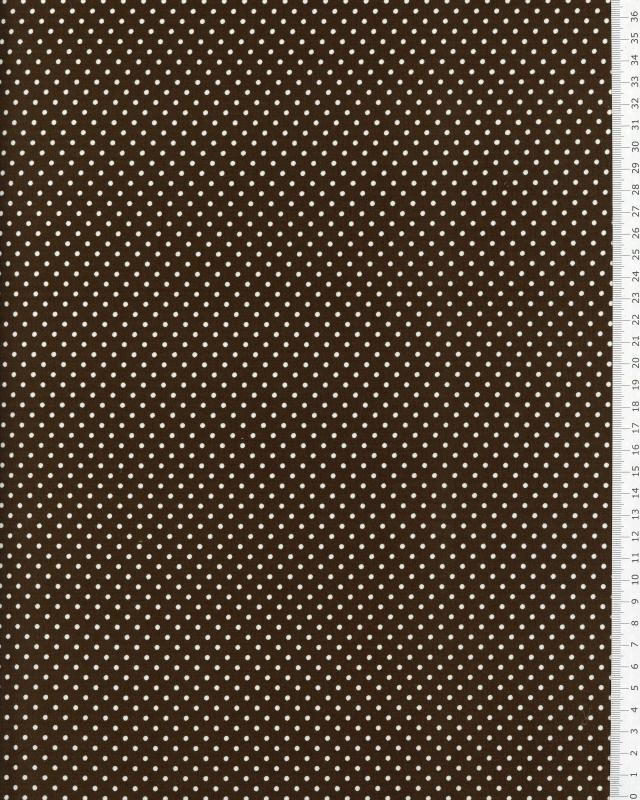 Cotton Popelin White Dot on a background Brown - Tissushop