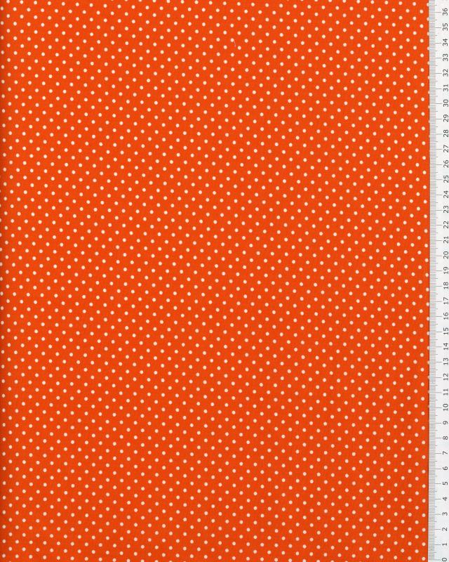 Popeline de Coton Petits Pois Blancs sur fond Orange - Tissushop