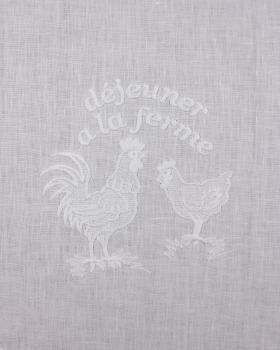 White Linen Curtain Farm Pattern - Tissushop