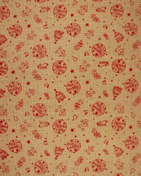 Toile de jute impression Joyeuses Fêtes Rouge - Tissushop