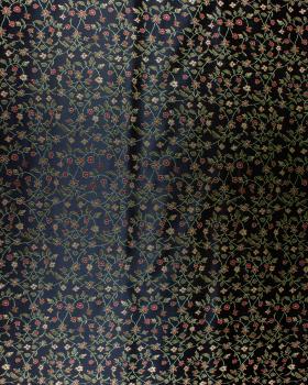 Satin Jacquard Fleuri Noir - Tissushop