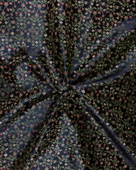 Satin Jacquard Fleuri Noir - Tissushop