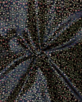 Flowered Jacquard Satin Black - Tissushop