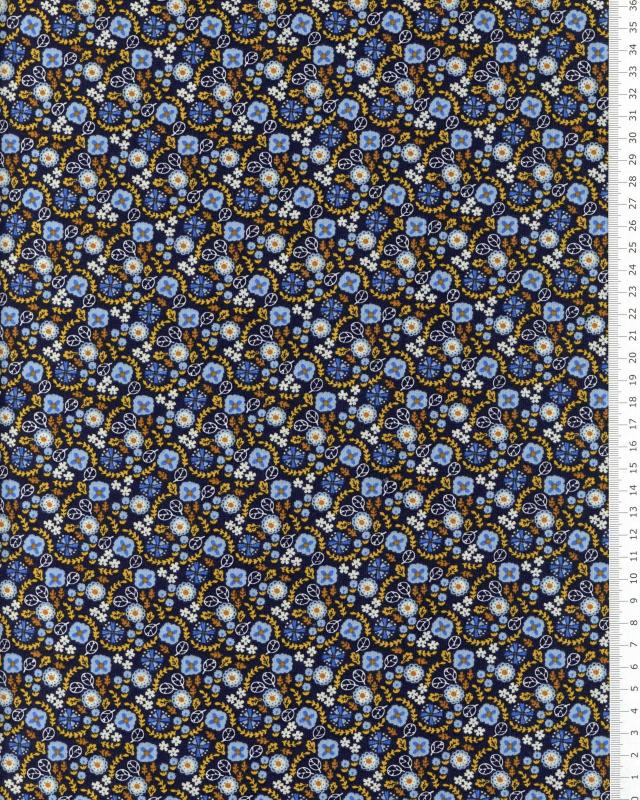 Cotton Popeline - Lily Dark Blue - Tissushop