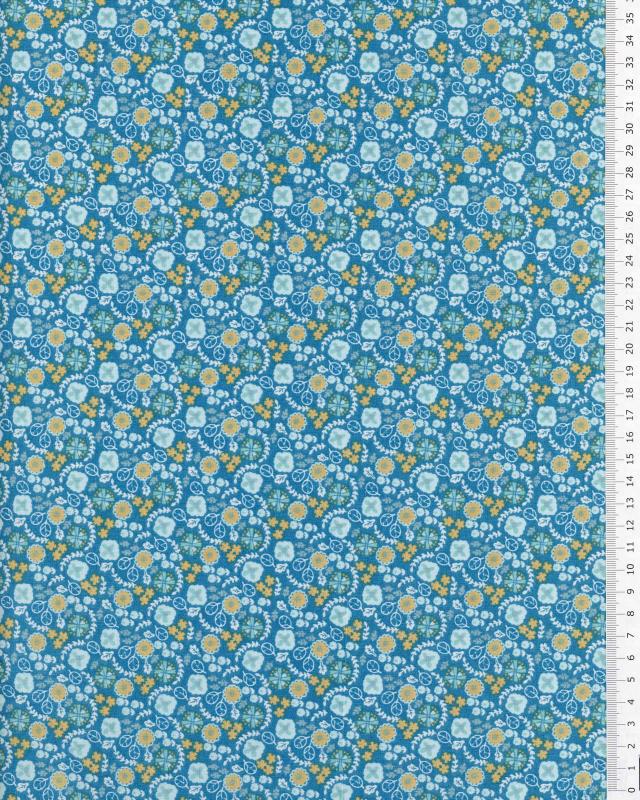 Cotton Popeline - Lily Turquoise Blue - Tissushop