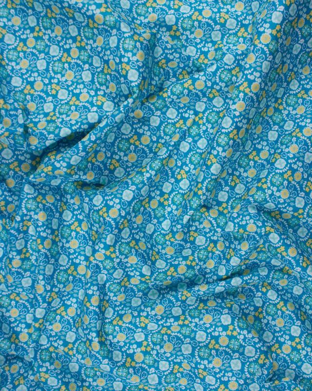 Cotton Popeline - Lily Turquoise Blue - Tissushop