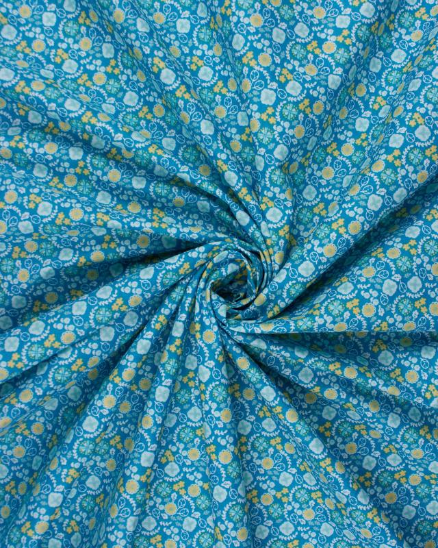 Cotton Popeline - Lily Turquoise Blue - Tissushop