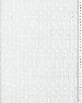 Daisy embroidered Cotton Fabric White - Tissushop