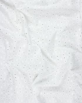 Daisy embroidered Cotton Fabric White - Tissushop