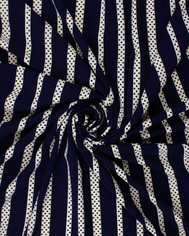 Dot and Stripe crepe Navy Blue - Tissushop