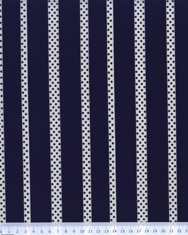 Dot and Stripe crepe Navy Blue - Tissushop