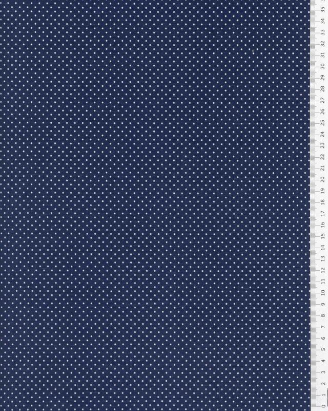 Popeline de Coton Mini Pois Blancs sur fond Bleu Marine - Tissushop