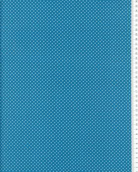 Popeline de Coton Mini Pois Blancs sur fond Bleu Turquoise - Tissushop