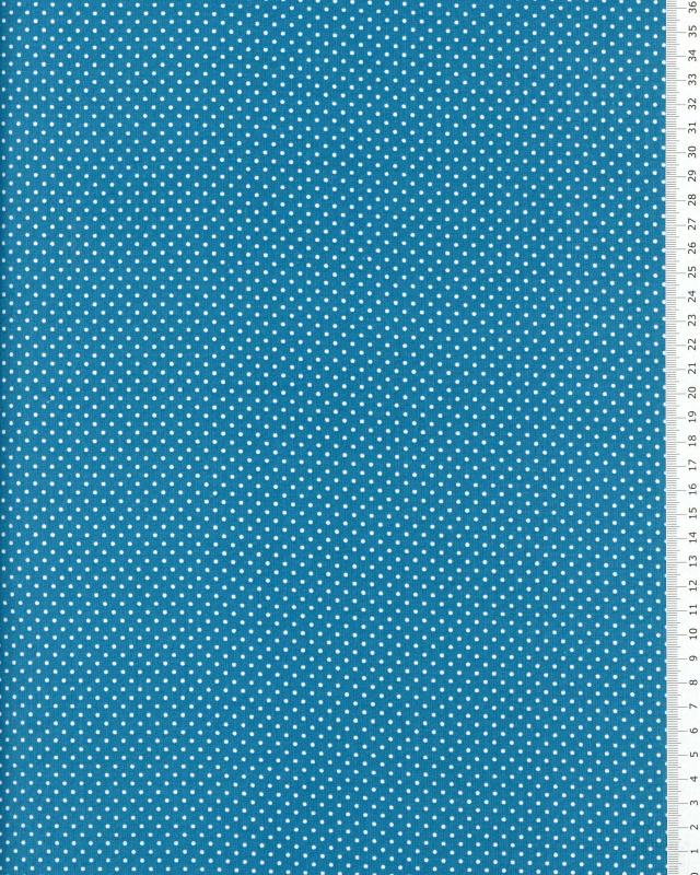 Cotton Popelin mini dot on a background Turquoise Blue - Tissushop