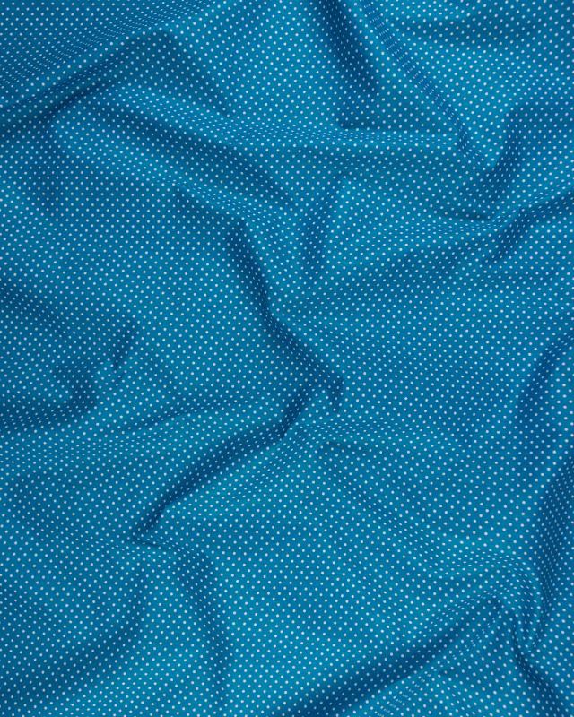 Popeline de Coton Mini Pois Blancs sur fond Bleu Turquoise - Tissushop