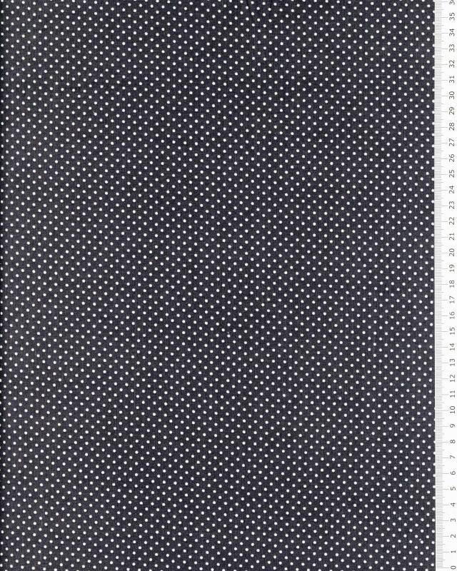 Popeline de Coton Mini Pois Blancs sur fond Gris Anthracite - Tissushop