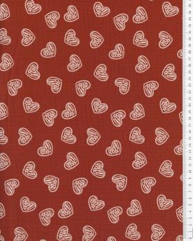 Muslin printed heart Rust - Tissushop