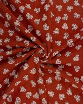 Muslin printed heart Rust - Tissushop