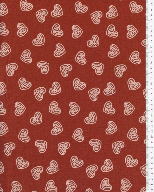 Muslin printed heart Rust - Tissushop